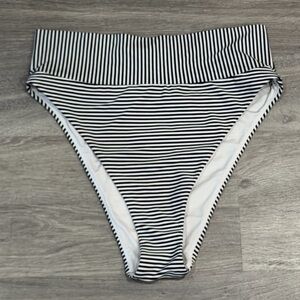 Aerie High Cut Cheeky Black and White Bikini Bottom Women’s Medium